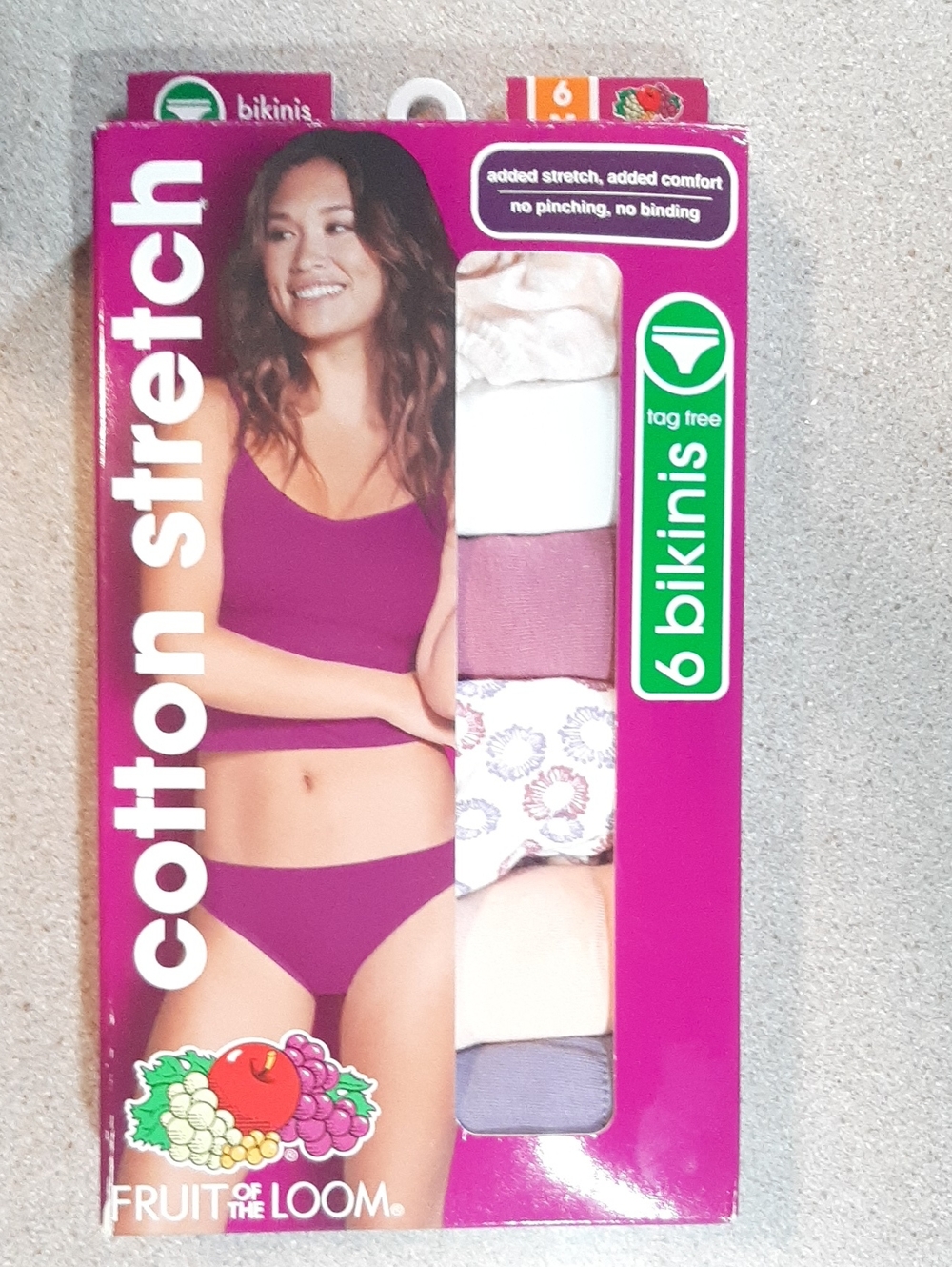 Fruit of the Loom Women’s Cotton Stretch Tag Free Bikinis 6 Pack Size 6-M